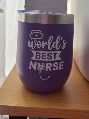 Nurse Gift: World's Best Nurse, 12 oz Wine Tumbler, Color: Purple